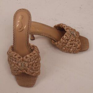 Sam Edelman New Straw Rattia Sandals Slips Sandal Shoes Kitten Heel Resort Beach